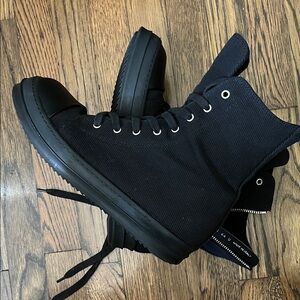 Rick Owens Black Canvas High-Top Sneakers